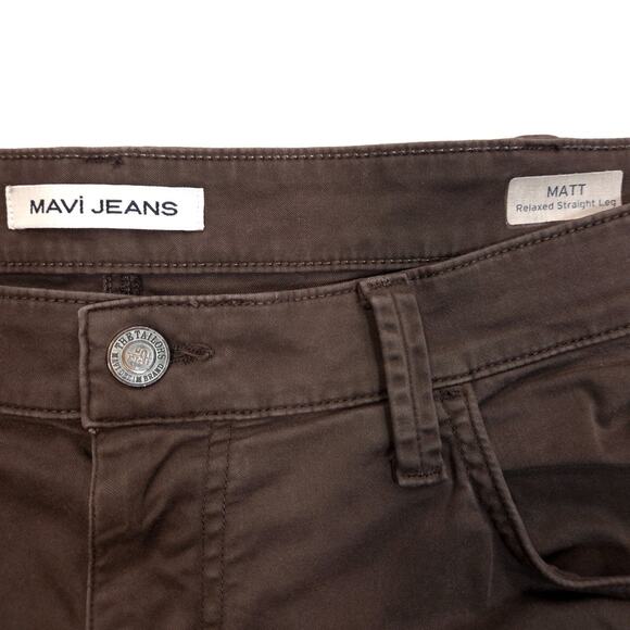 Mavi Jeans Matt Relaxed Straight Leg Pants Mens 38x32 Brown Slacks Stretch - Picture 3 of 9